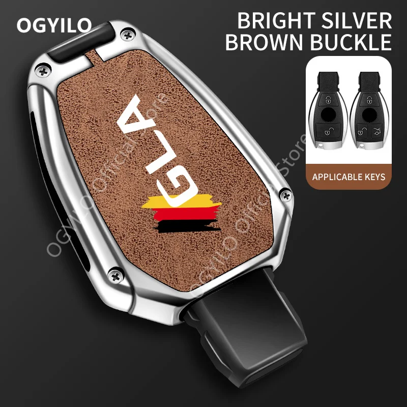 For Mercedes Benz GLA B 2/3 buttons Zinc Alloy Leather Car Key Cover G500 GLA GLB GLC ML W203 A B C E Class