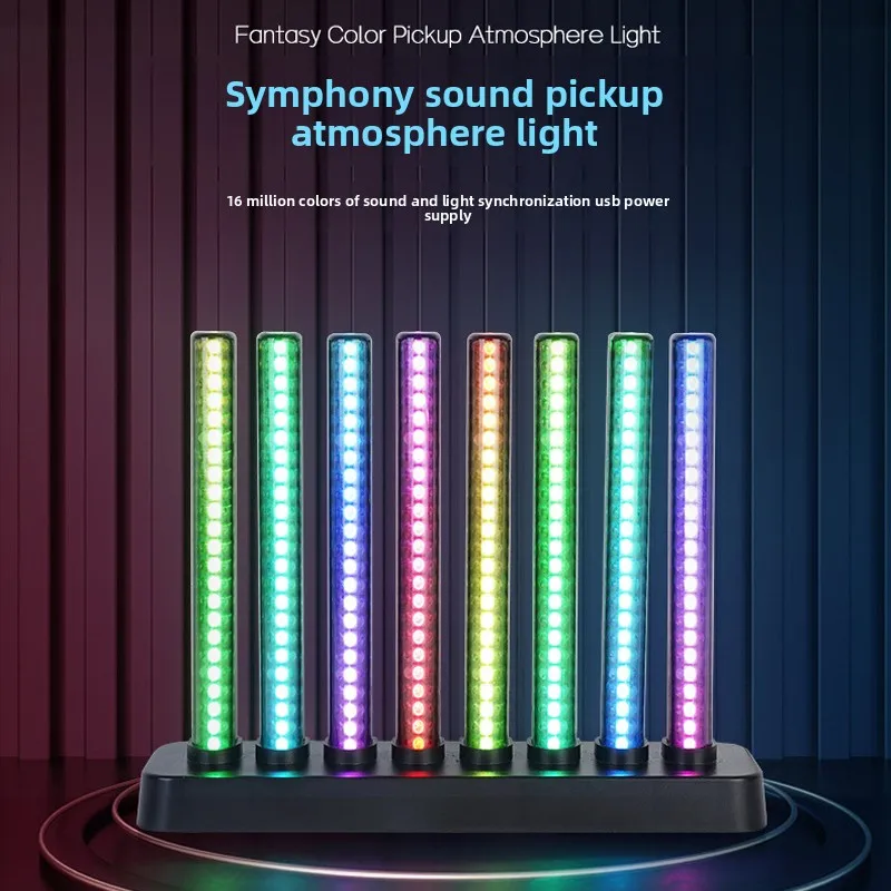 RGB Music Rhythm Light for Gaming Room Sound Activated LED Spectrum Lamp Dynamic Desktop Decor Creative Atmosphere Lighting