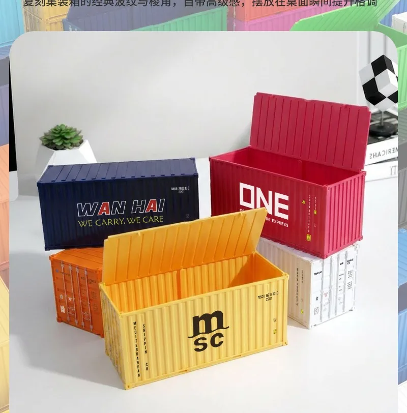 Storage Box Simulation Sea Freight Container Model Pen Holder Storage Tank Office Desktop Storage Rack Decoration