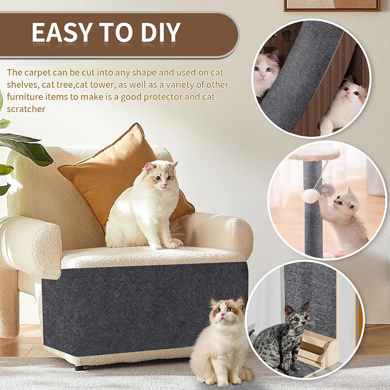 Cat Scratching Mat Self-Adhesive Carpet Trimmable Floor Mat Anti Cat Scratch Climbing Blanket Home Sofa Furniture Protection