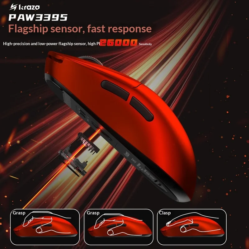 NEW KRAZA M2PRO Lightweight Wireless Gaming Mouse Triple-Mode Connectivity with Rechargeable Battery Design PAW3395 PC Gift