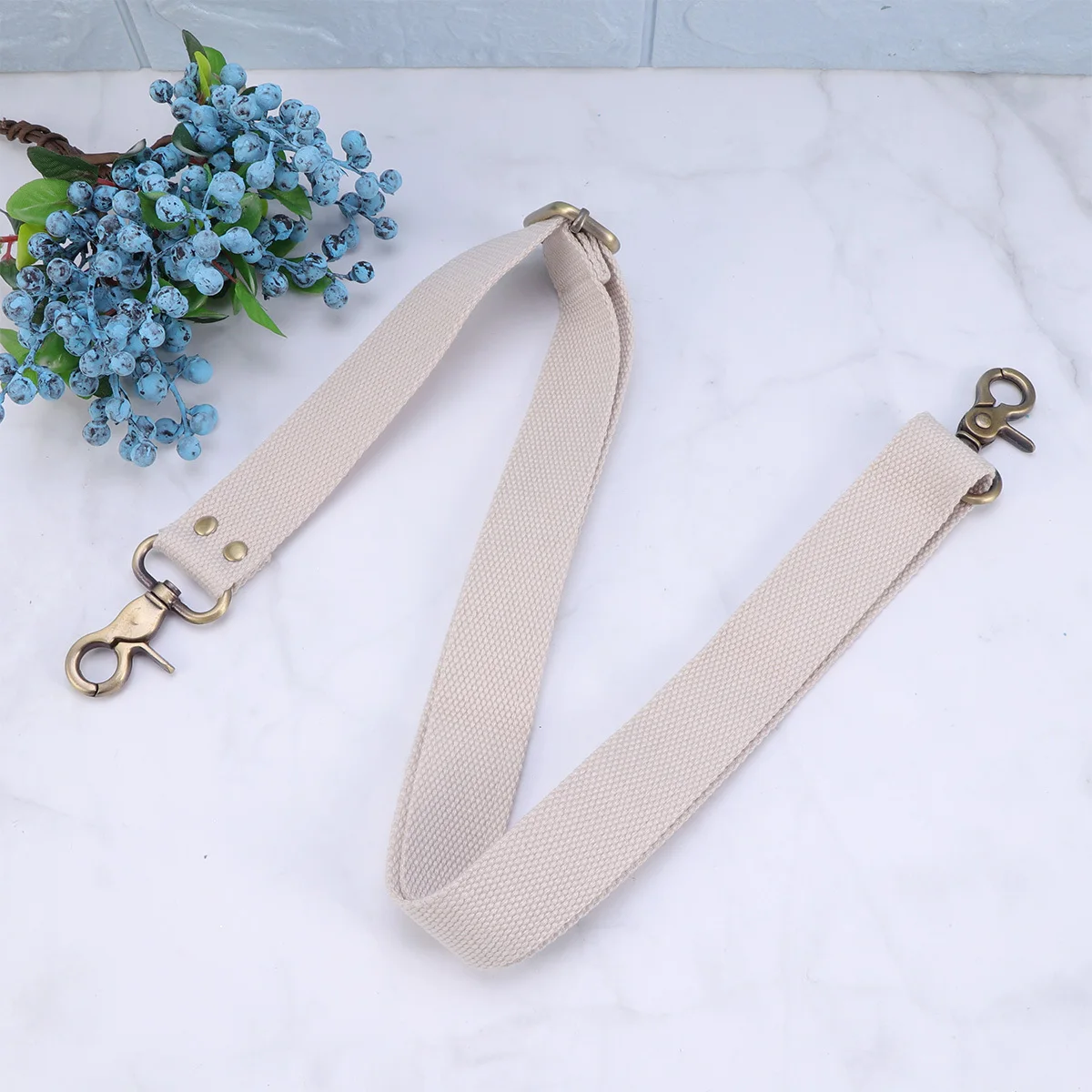 

1Pcs Adjustable Cotton Webbing Strap 3.2cm Beige for Bag Shoulder Replacement Crossbody Canvas Belt Fashion Chic Metal Clip Easy