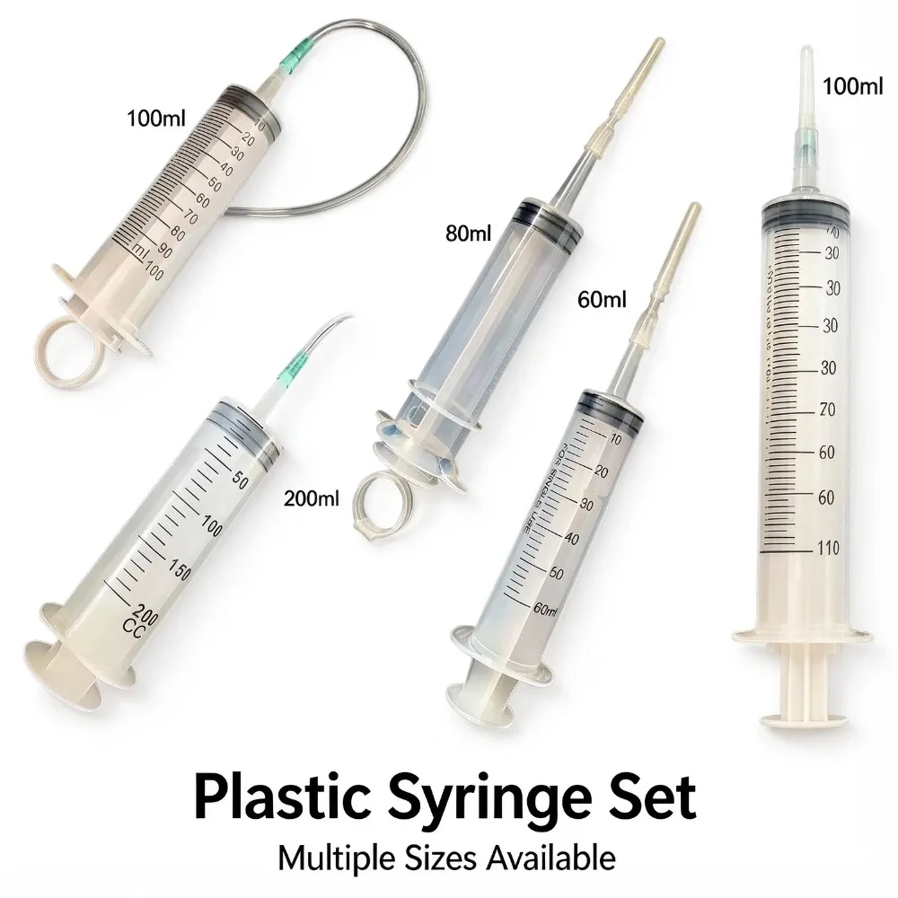Plastic Syringe  60-250ML Multiple Sizes Liquid Measuring Dispenser Car Oil Extractor Pet Feeding Oil Glue Dispensing Refilling