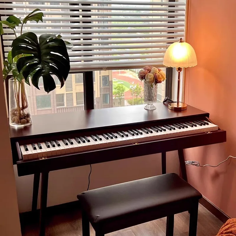 Solid Wood Electric Piano Desk MIDI Keyboard Stand Roland Storage Table Home Music Production Workstation