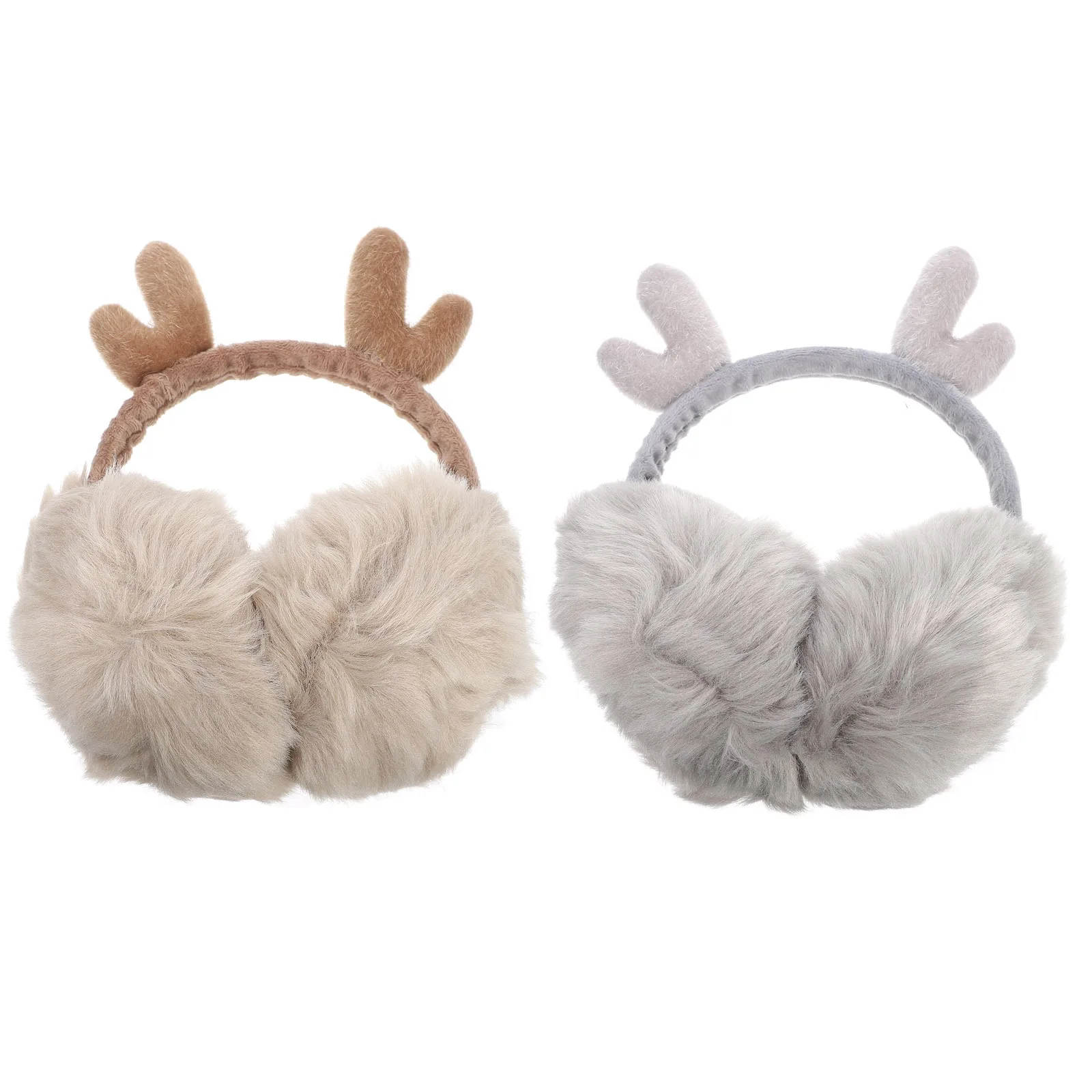 2 قطعة قرون عيد الميلاد غطاء للأذنين فروي شتاء دافئ غطاء للأذن السيدات ديكور غطاء للأذنين الهدايا الإبداعية لقرون الأسرة غطاء للأذنين #6