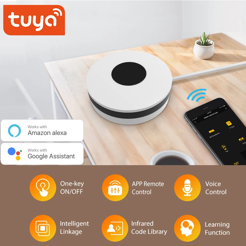 Tuya WiFi Bluetooth RF433 IR Remote Control For Alexa Google Home Air Conditioner TV WiFi Infrared Universal Remote Controller