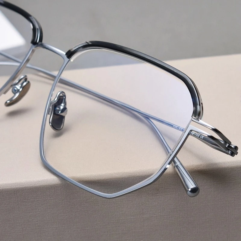 

Винтажные негабаритные оправы для очков из чистого титана, мужские сверхлегкие удобные оправы для очков с большим лицом и защитой от синего луча по рецепту