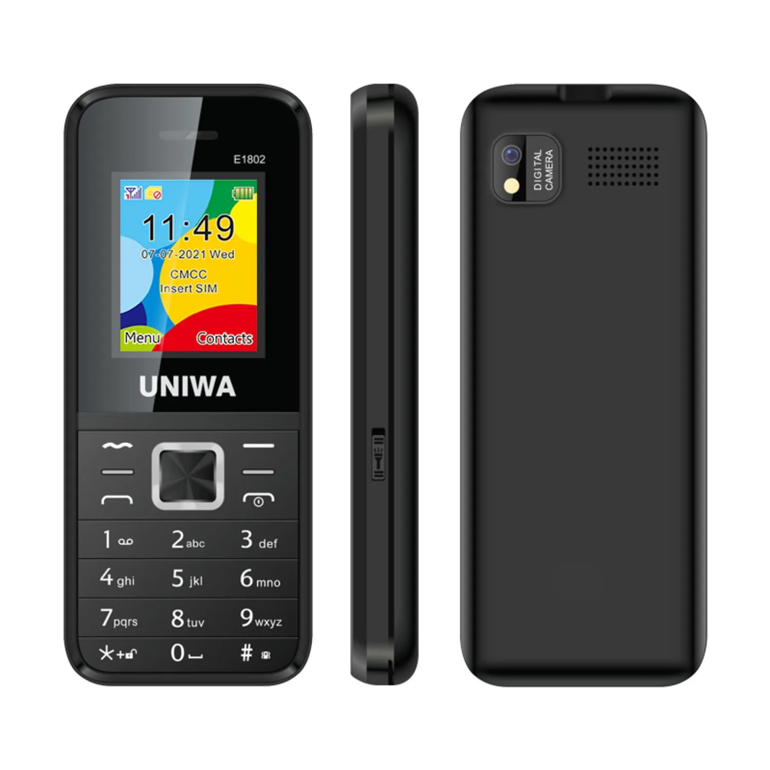 UNIWA E1802 GSM Feature Phone 1.77inch Senior Elder Phone Long Standby 1800mAh Loud Sound FM Radio Dual SIM Unlocked Cellphone