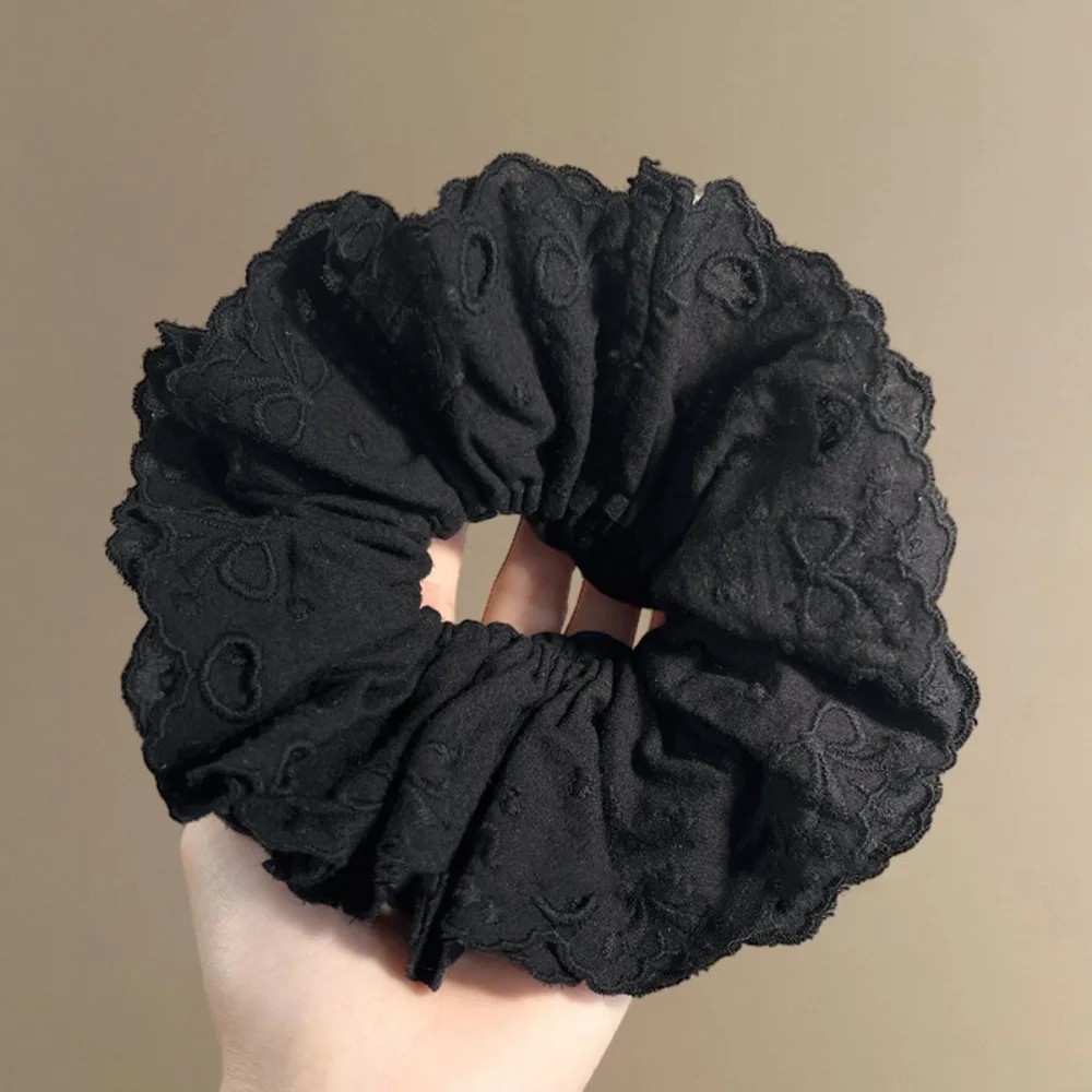 

Flower Shape Ballet Style Lace Scrunchies Cloth Hair Tie Embroidery Large Hair Scrunchies Oversize Rubber Bands