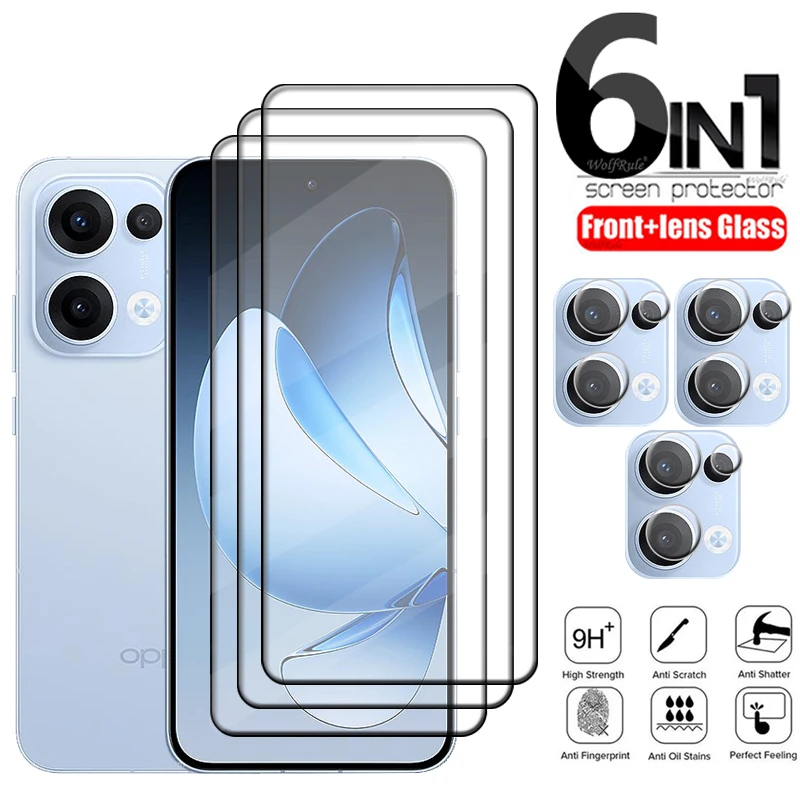 

6-in-1 For OPPO Reno 13 Glass Reno 13 Tempered Glass Protective 9H Full Glue Cover Screen Protector Reno 13 Global Lens Glass