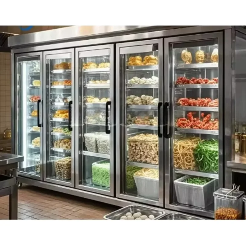 Commercial 4 Door Stainless Steel Display Fridge Kitchen Refrigerator Cooler Customized