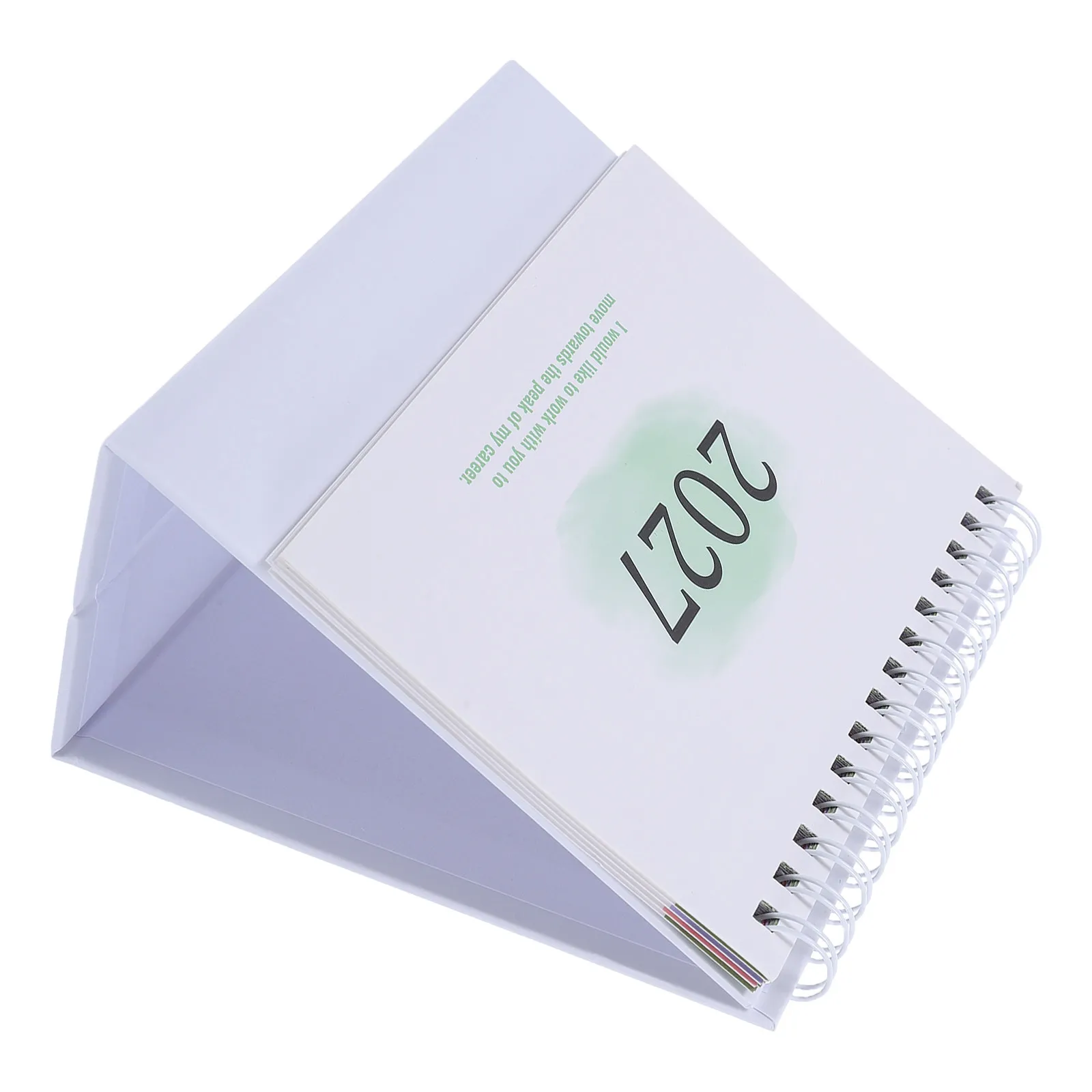 Mini 2026-2027 Desk Calendar Thick Paper Standing Flip Desktop Daily Planner Small Office School Gradient Green