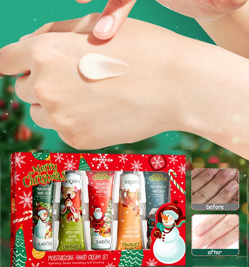 Christmas gift 5/box hand cream set, cream texture, hand cream travel pack, durable moisturizer-30g/piece Set gift for women