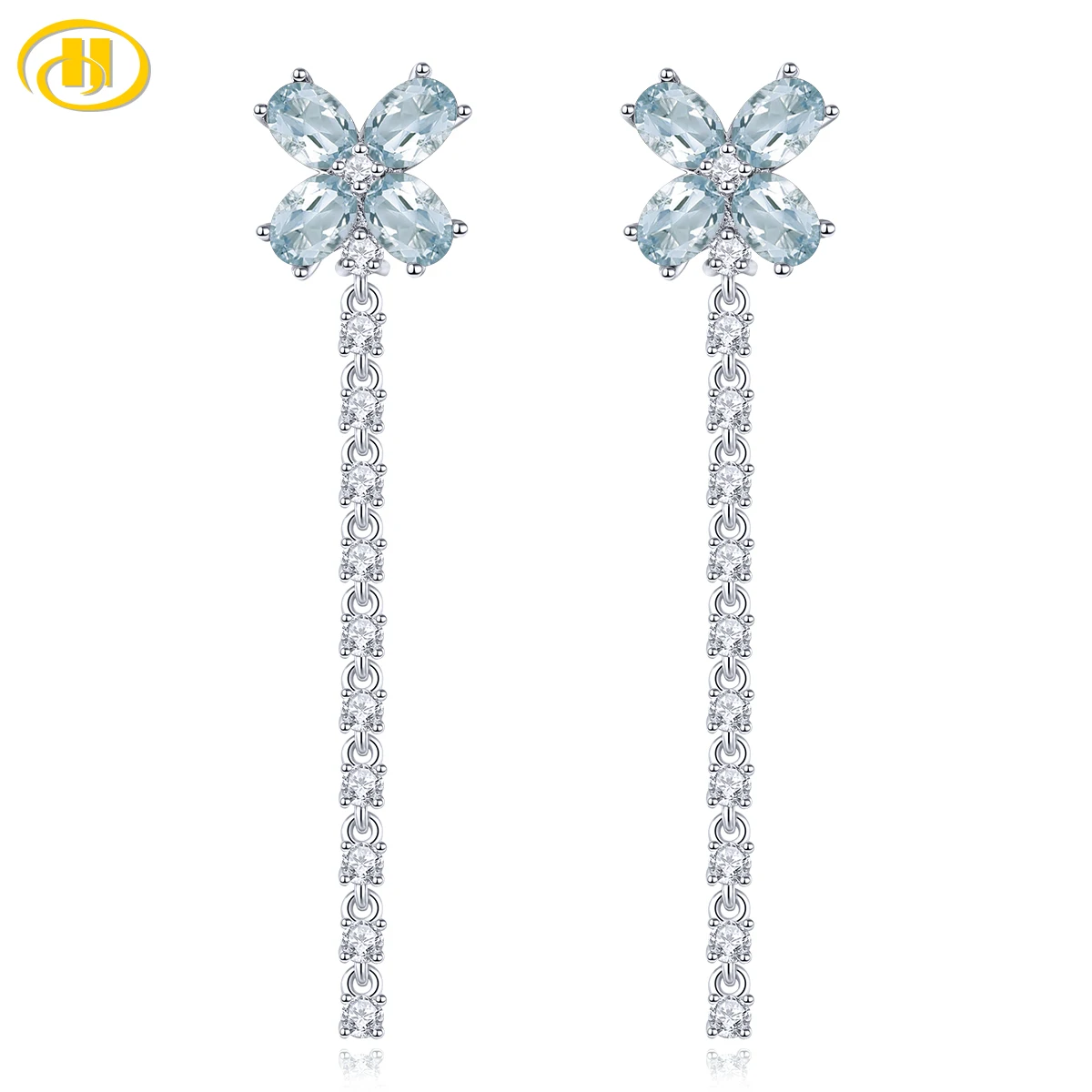 Natural Aquamarine Silver S925 Stud Earring 1.26 Carats Genuine Gemstone Light Blue Romantic Sweet Fine Jewelry Design Gifts