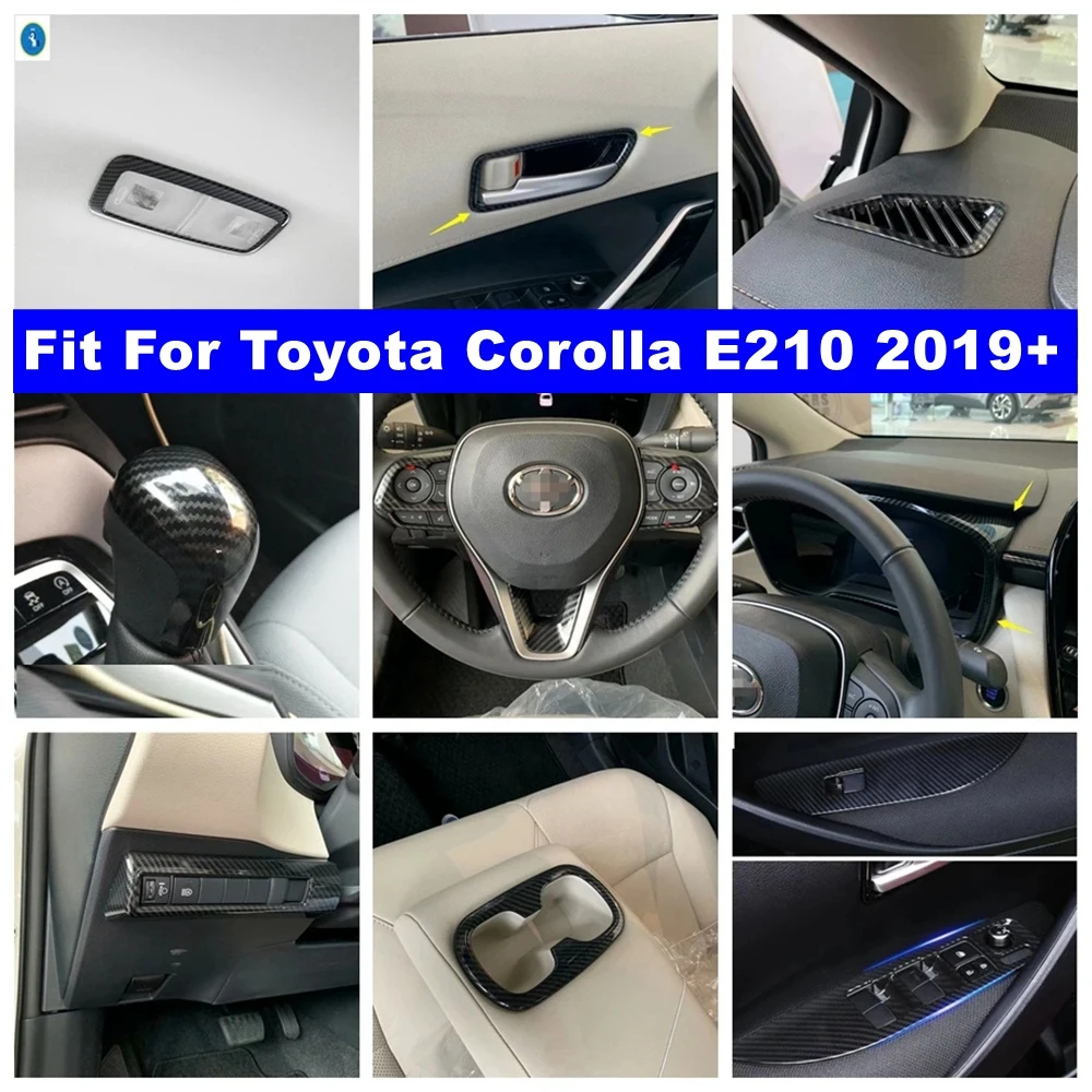 

Carbon Fiber Car Air AC Dashboard / Water Cup Holder / Head Lamps ABS Accessories Cover Trim For Toyota Corolla E210 2019 - 2024