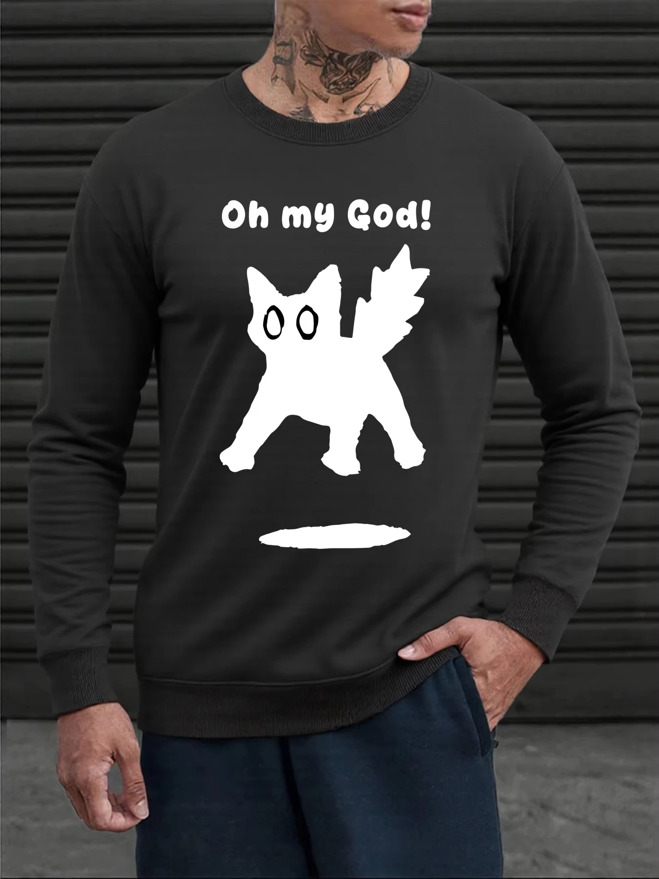

Funny 3D Cartoon Cat Pattern Men's Long Sleeves T Shirt Casual Round Neck Top Summer Breathable Loose Tees Fashion Men Clothing