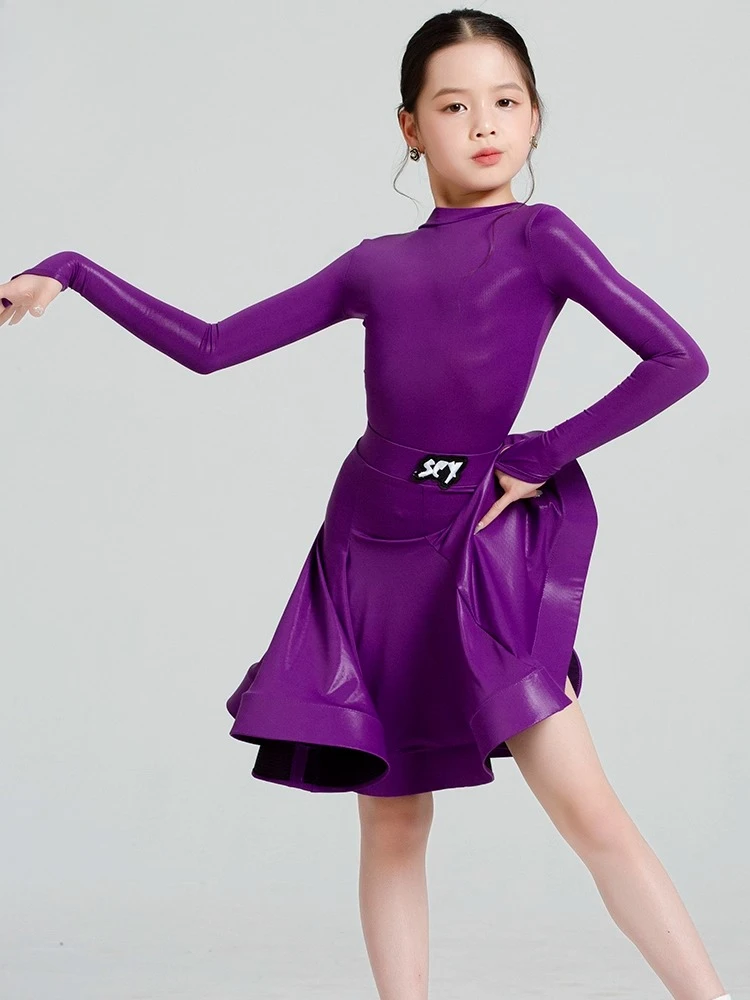 여아 라틴 댄스 대회 유니폼 새로운 어린이 차차 전문 대회 유니폼 및 공연 유니폼 세트