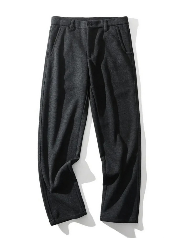 

Italian Luxury Acetate Wool Busin Adstration West Pants Autumn Winter New Loose Straight Casual Pants for Men