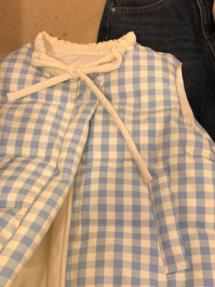 Sweet Plaid Bow Women Vest Sleeveless O Neck Preppy Double Sided Wear Casual Coats Korean Chic Student Zipper Cute New Outwear