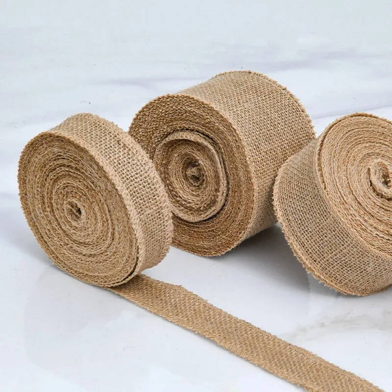 10M Weaving Yellow Hemp Ribbon Linen Belt Coarse Hemp Cloth DIY Material Decoration Strap for Garment Sewing Accessories