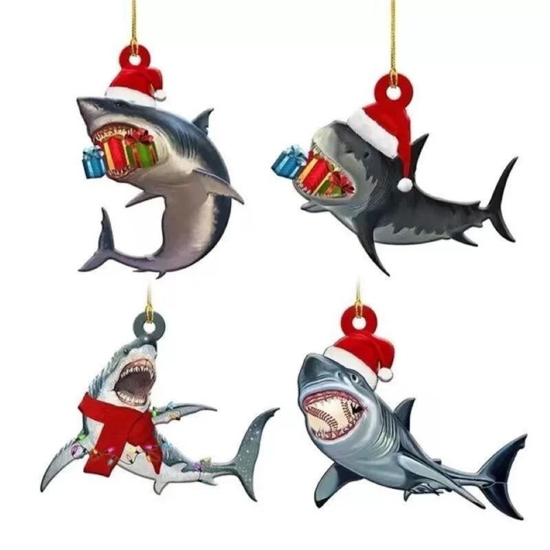 

Shark Shaped Ornament Christmas Tree Hangings Acrylic Holiday Decoration for Indoor and Outdoor Use Vehicle Adorment