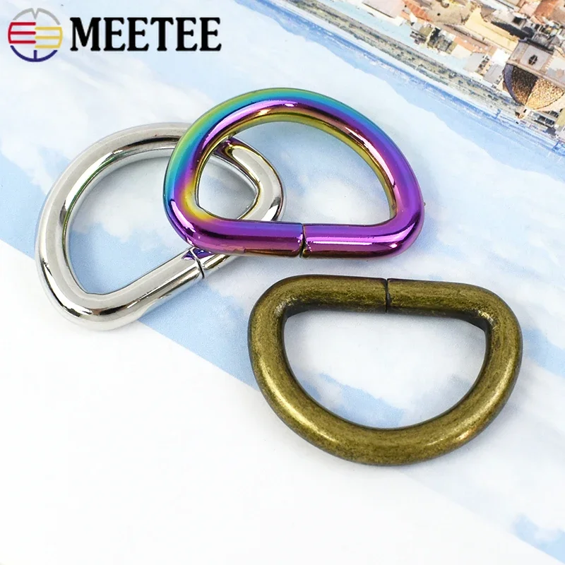 5-50Pcs Meetee 25mm D Rings for Bag Strap Backpack Belt Metal Buckles KeyChain Connect Loop Clasp Dog Collar Hook Accessories