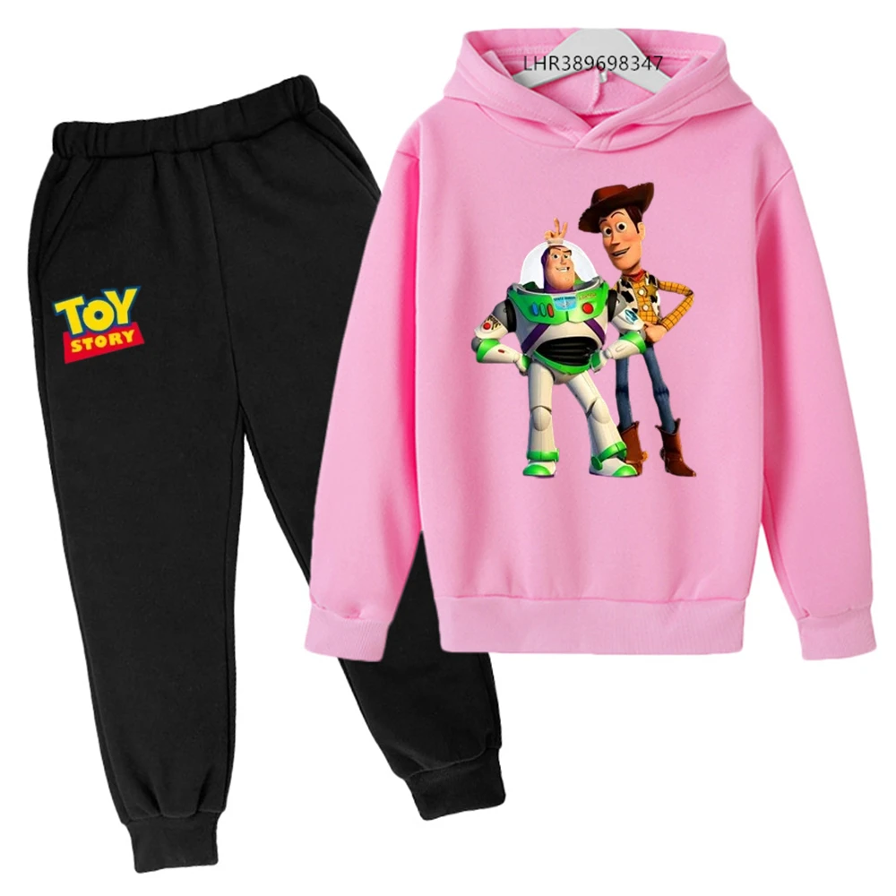 Disney Toy Story Mania Kids Boys Hoodie+Pants Tracksuits Streetwears Children Leisure Autumn Winter Girls Toddle black Clothes