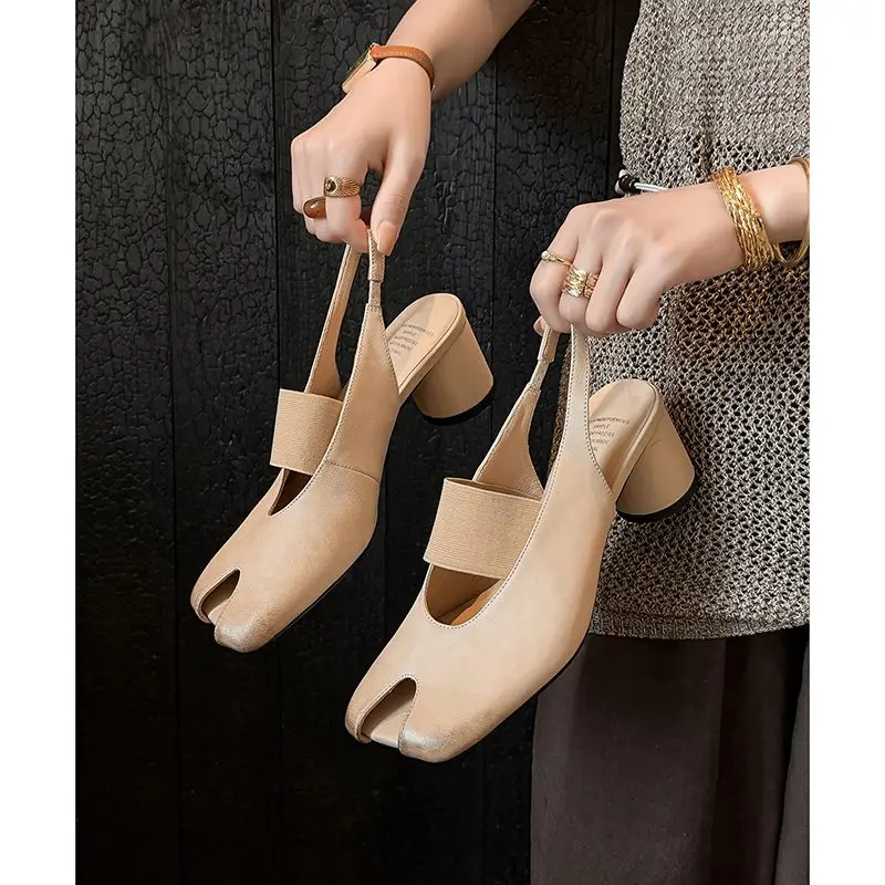 MORAZORA Plus Size 34-41 New Genuine Leather Sandals Women Shoes Peep Toe High Heels Sandals Summer Party Dress Shoes image 2
