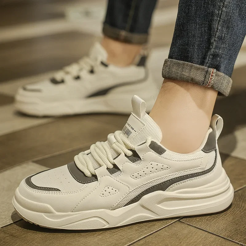 

Новинка 2023 года, мужская повседневная обувь, весенне-осенняя модная универсальная обувь в корейском стиле, белые туфли из синтетического внутреннего материала, полиамид