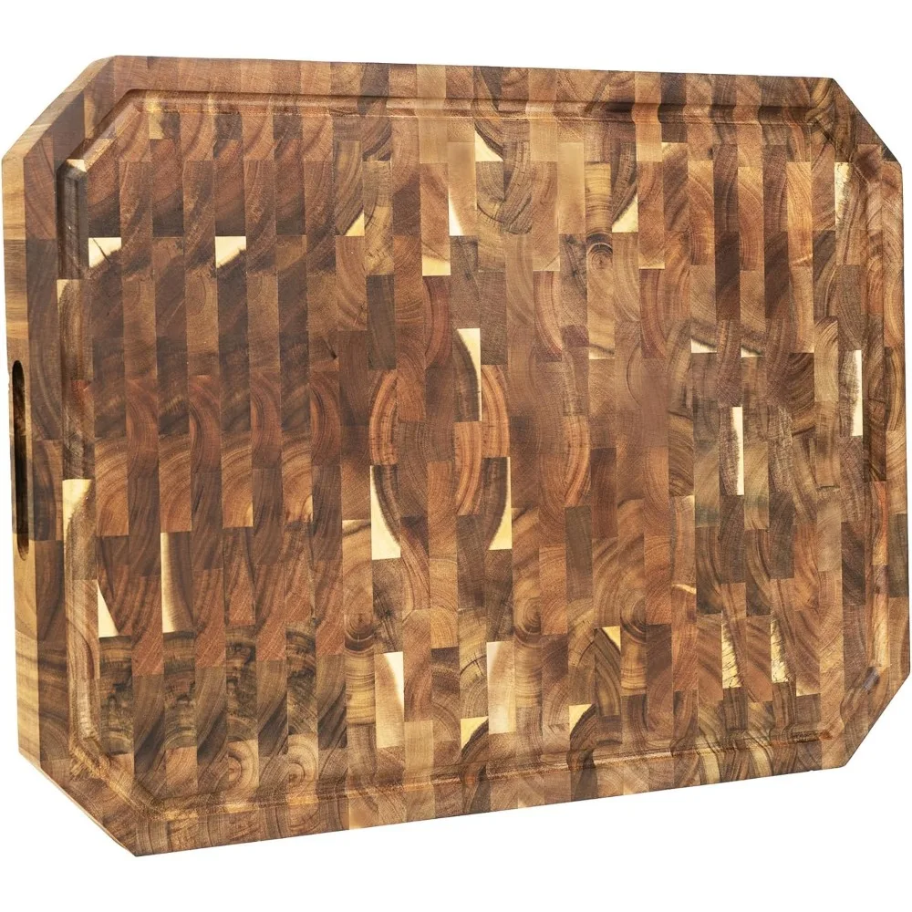 

Utoplike большая разделочная доска из акации 22 x 16 дюймов, мясной блок с концевым зерном для мяса, овощей, фруктов, дерева, больших разделочных кабанов