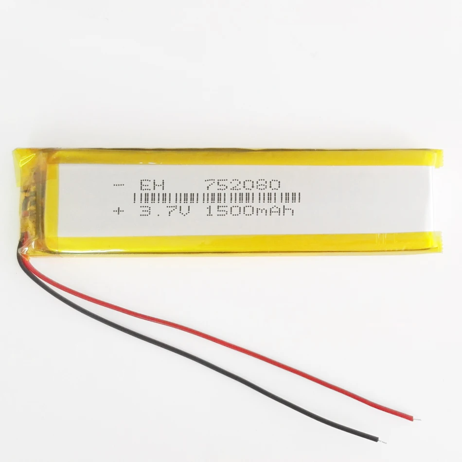 bateria recarregável Lipo de polímero de lítio 3.7V 1500mAh 752080   Para e-book celular power bank dvd tablet pc gravador de condução