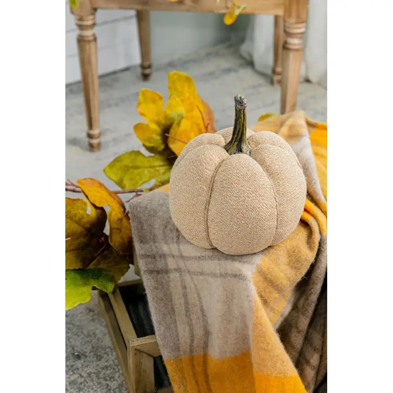 مجموعة من قطعتين من القرع المرجح، 6.7 بوصة × 6.7 بوصة × 7.8 بوصة ارتفاع، بيج طبيعي، حصاد الخريف وديكور عيد الشكر #2