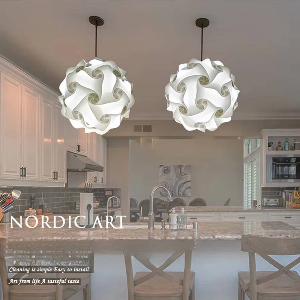 Modern Creative IQ DIY Puzzle Light Nordic Pendant Lamp Shade Decoration Chandelier Hanging Lighting Home Accessories