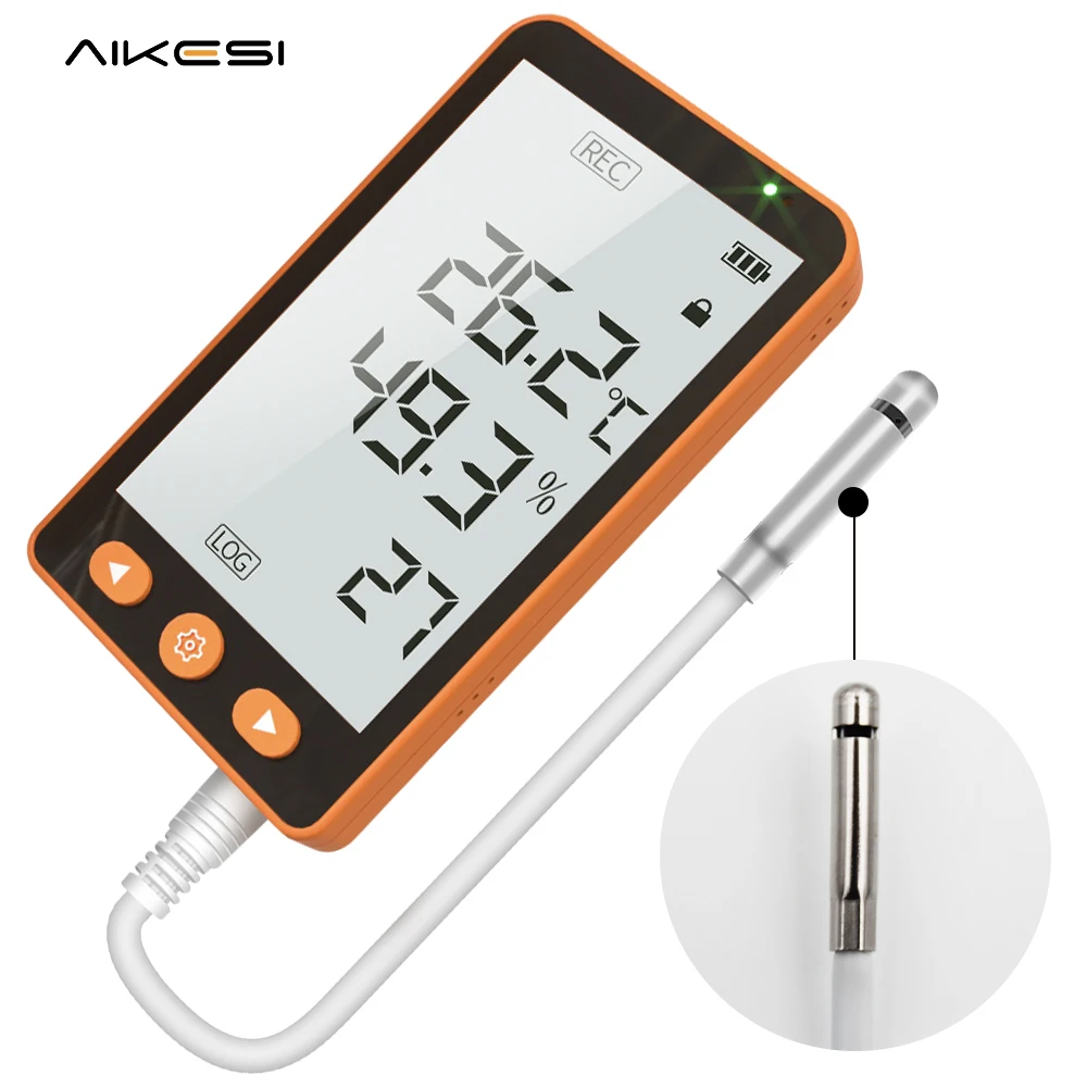 AIKESI GSP-80 Pro Data Logger Temperature Humidity With Record 99990 Data Sound Light Alarm for Warehouse Building Transportat