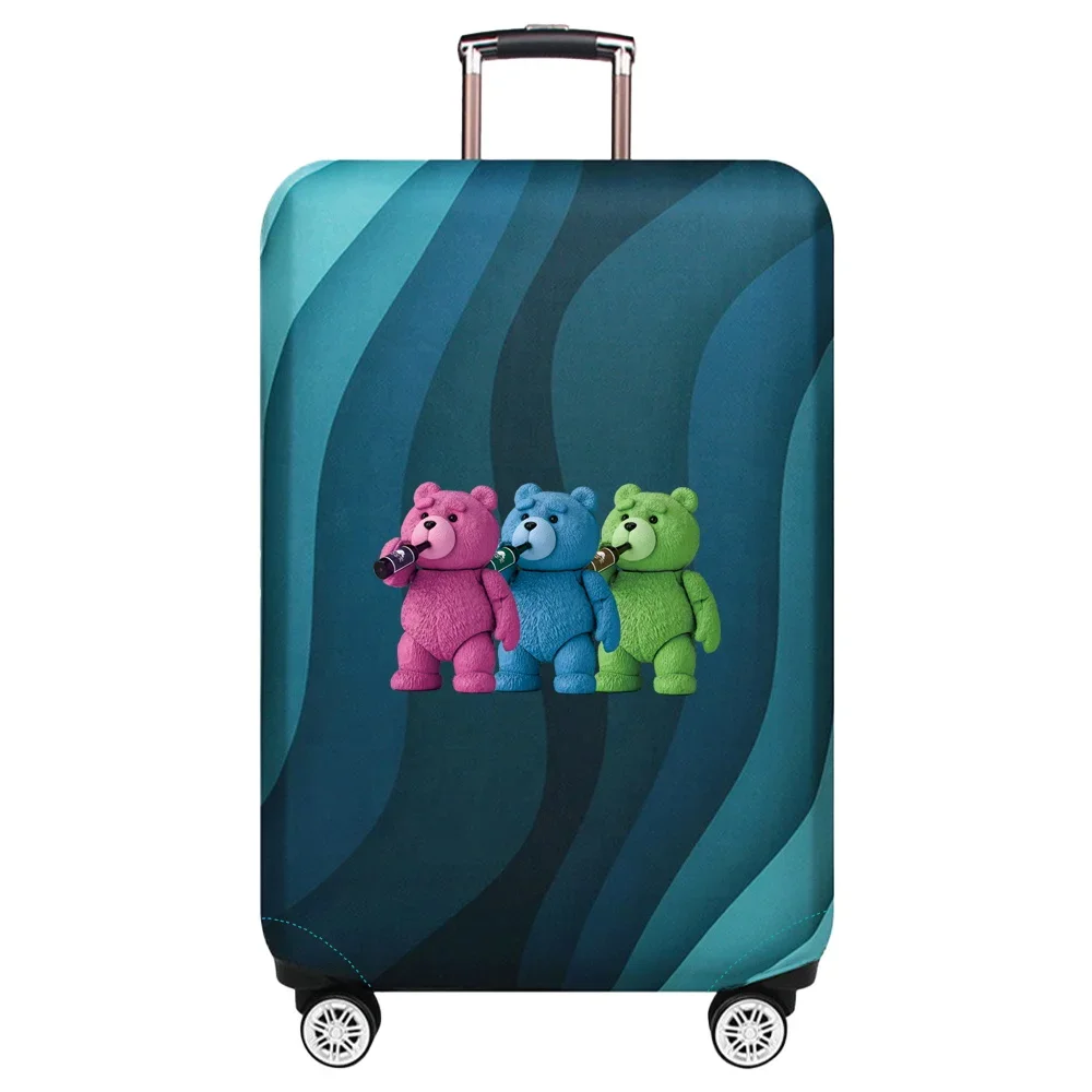 Luggage Cover Stretch Fabric Suitcase Protector Print Bear Series Baggage Dust Case Covers for18-32 Inch Suitcase Case