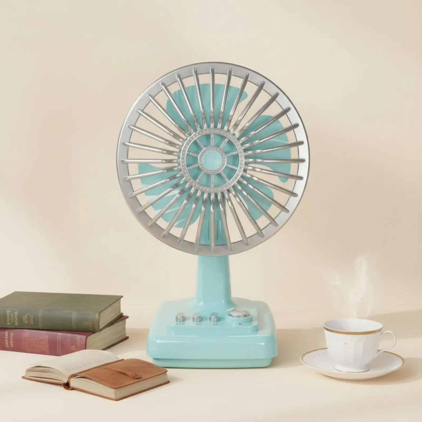 

Retro Desk Fan Coreless Engine Vintage Design Individual Fan Air Circulator Quiet Performance Home Appliance for Office, Outdoor