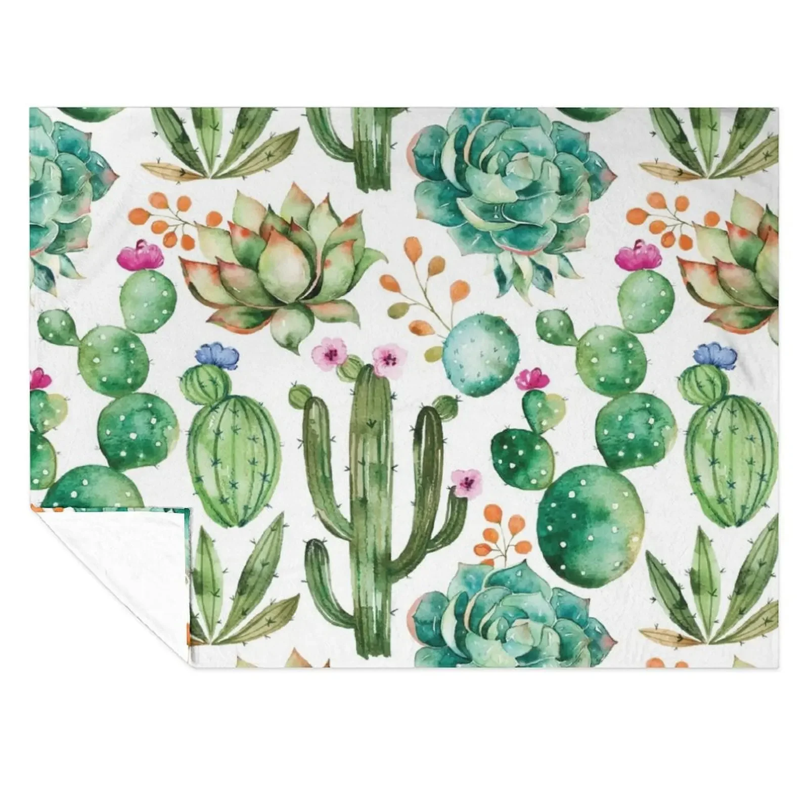 

Watercolor Cactus Pattern Throw Blanket Sofas Plaid warm winter Weighted Blankets
