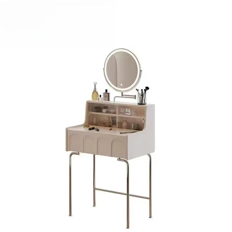 

@#Modern White Small Size Dressing Table Lighted Mirror Stool Chair Wood Panel for Girls' Cosmetics Use Bedroom Home Furniture