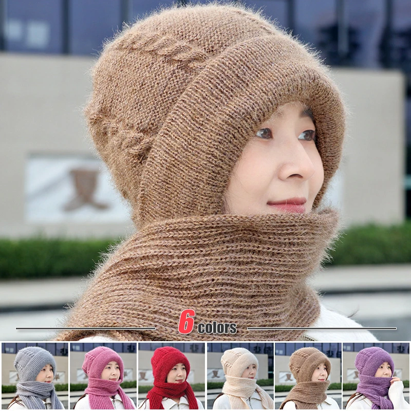 

Integrated Ear Protection Windproof Cap Scarf, Knitting Thick Warm Ear Guard Hat, Fashion Women Winter Knitted Hat