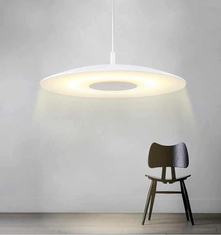 Modern D50cm White Or Warm Acrylic Paint Round Circle Ging Lamp 24W Led Dining Room Pendant Light Household Suspend Lighting