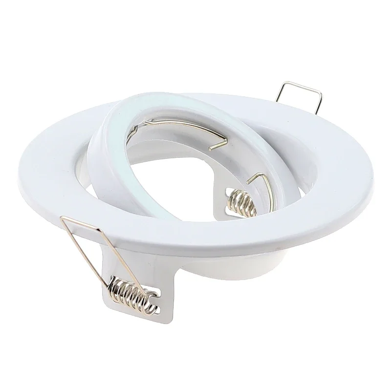 JOYINLED Round White Recessed Spotlight Frame MR16 GU10 Metal Downlight Housing Ceiling Fixture Fixed Trim Mount for LED Bulbs
