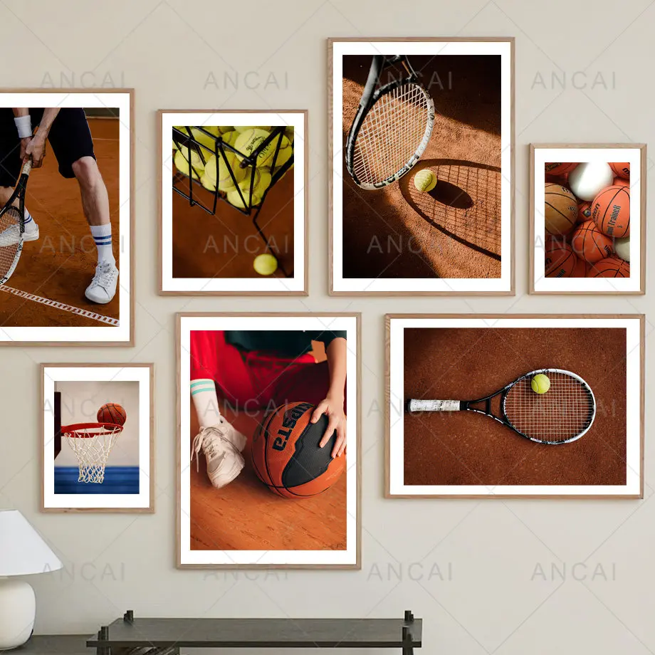 Настенная картина для тенниса, баскетбола, уличного мяча, занятий спортом, настенная Картина на холсте, Постер в скандинавском стиле, настенные картины для украшения гостиной