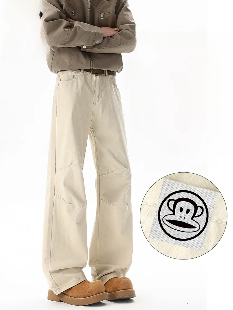 

PaulFrank Retro American Casual Pants Men's Spring Autumn Loose Wide Leg Workwear Trousers Breathable Straight Tube Pants