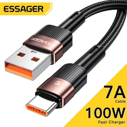 Essager 7A USB tip C kablo Realme için Huawei P30 Pro 66W hızlı şarj tel USB-C şarj veri kablosu Samsung Oneplus Poco F3