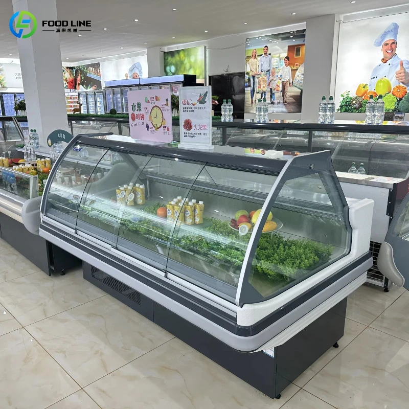 Customized Commercial Horizontal Refrigerated Display Showcase Food Display Fridge with Ventilation System for Cooked Food