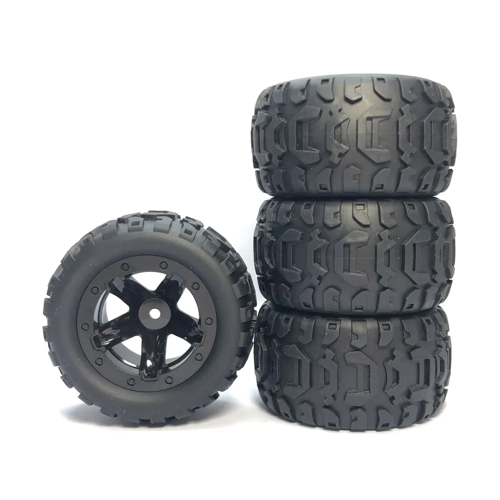 4Pcs Anti Slip Rubber Wheel Tyre Wear-resistant Off-road Vehicle Tires Soft for Smax 1625 1635 Wltoys 144001 124018 HBX 16889