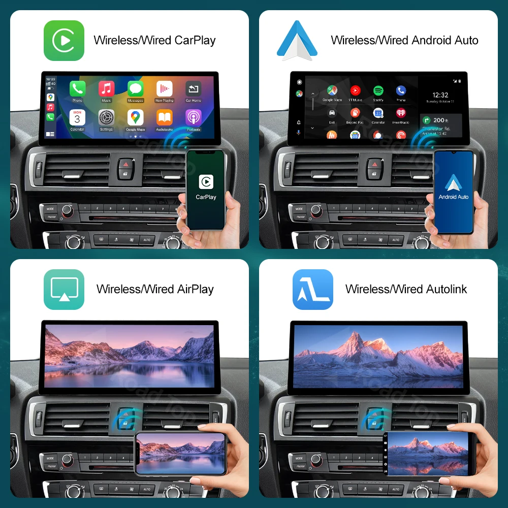 RoadTop Wireless CarPlay Android Auto Multimedia Display Linux Screen For BMW Series 1 2  F20 F21 F22 F23 NBT EVO System