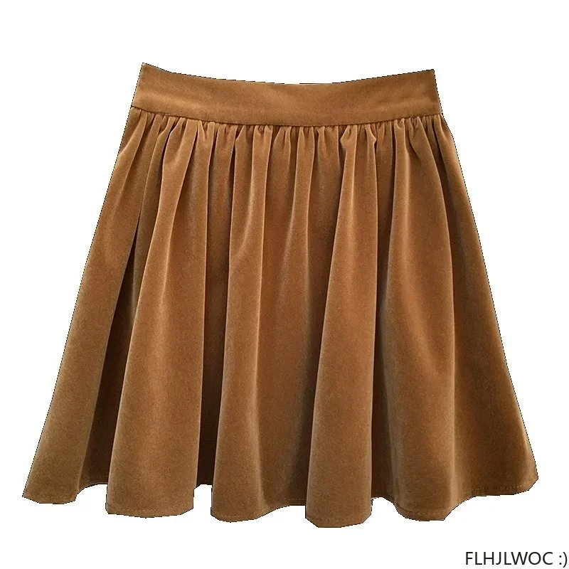 Winter Velvet Skirts New Design 2024 New Year Spring Japan Girls Chic Fashion Elastic Waist Mini Skirt