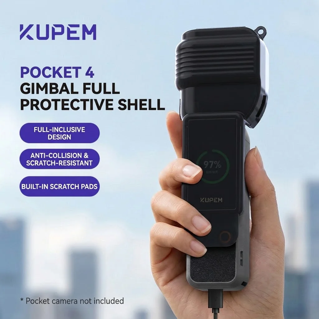 Gimbal Protective Case for Pocket 4 All-inclusive Anti-Scratch Silicone Shell Lightweight Semi-transparent Battery Display Cover