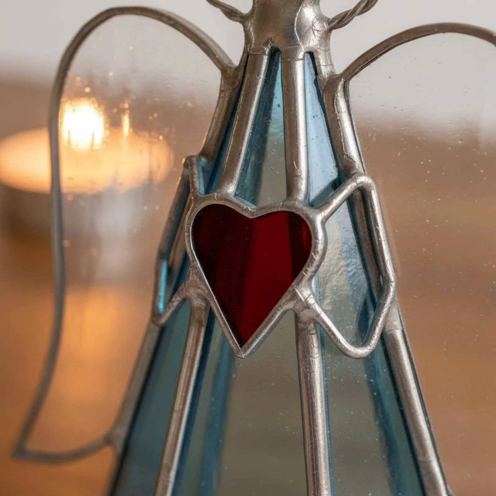 Stained Glass Candle Holder Handmade Look Stained Glass Angel Angel Candle Holder Gift Home Decor Easy to Use for Tabletop - view 3